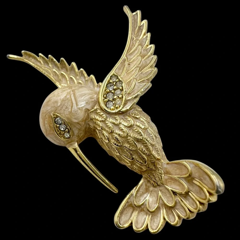 Boucher Vintage Enamel Hummingbird Brooch Lapel Pin